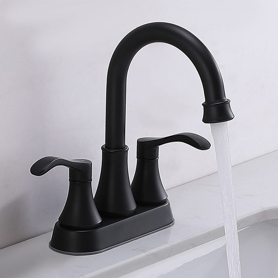 VALISY matte black faucet with 4-inch centerset installation for easy upgrade.