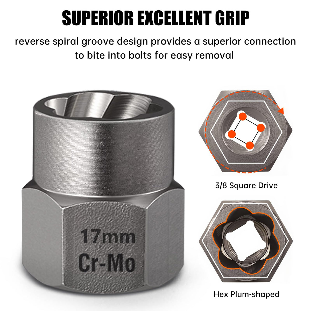Valkynos bolt extractor sizes labeled for fast selection during repairs.
