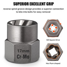 Valkynos bolt extractor sizes labeled for fast selection during repairs.