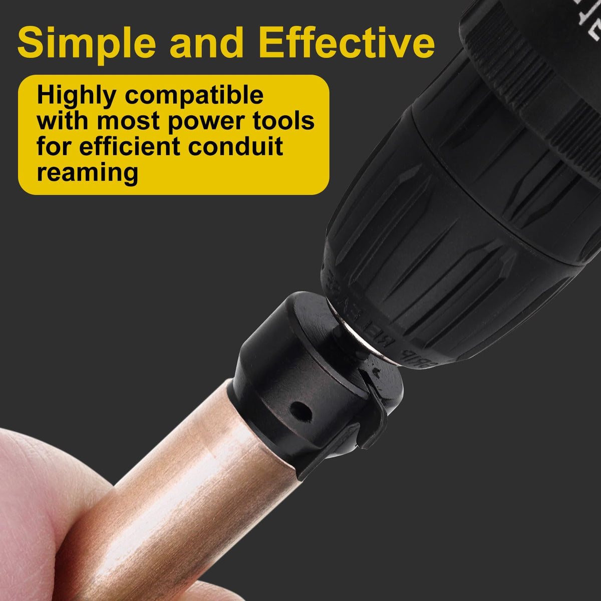 Valkynos Conduit Reamer for 3/4 inch EMT pipes reduces burrs for smoother fit.