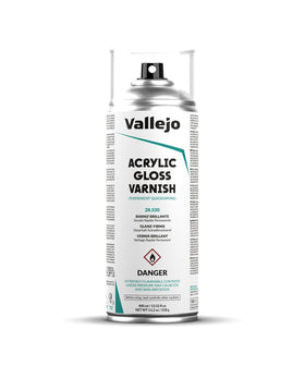 Vallejo Acrylic Gloss Varnish Spray applied to canvas to protect artwork with a glossy finish