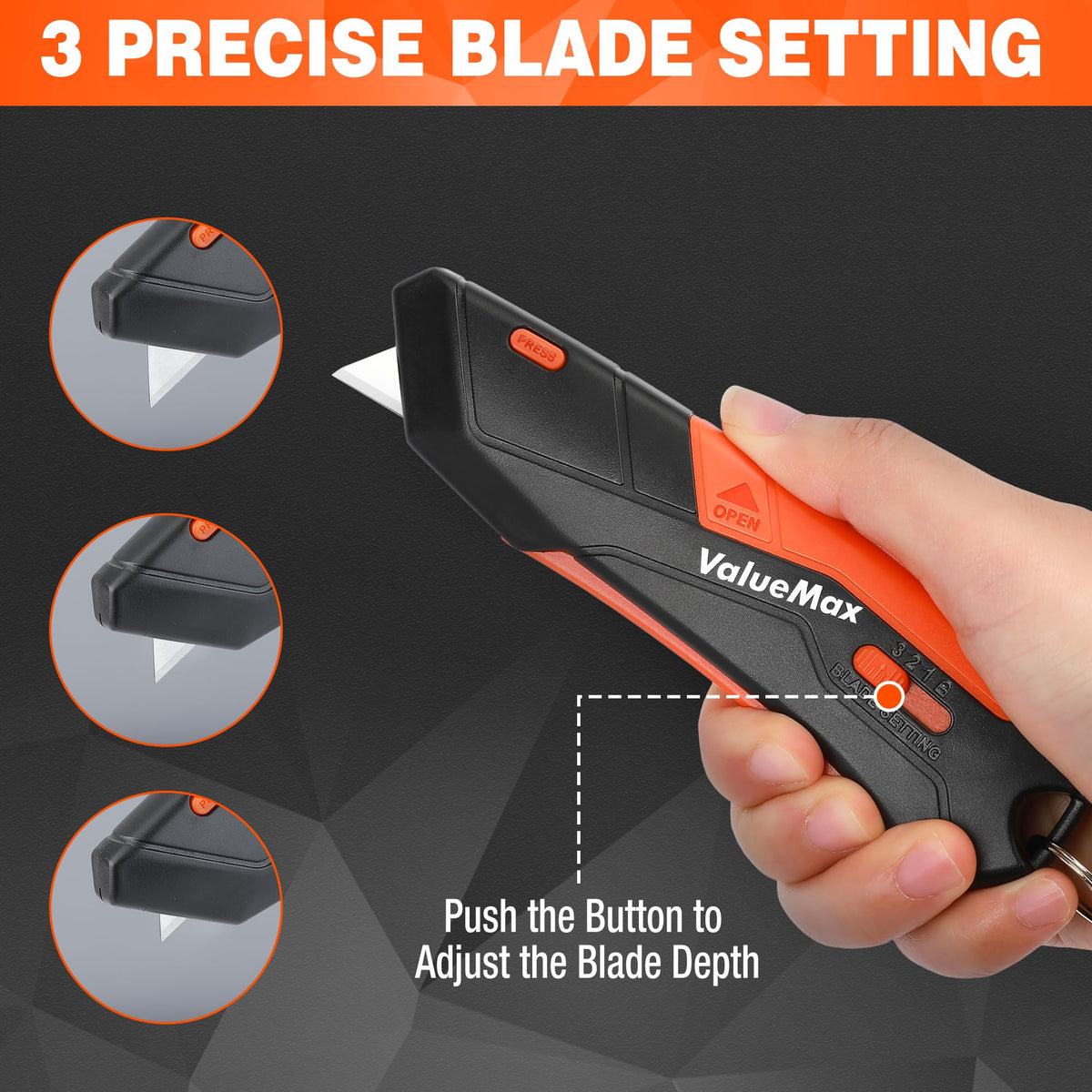 ValueMax 18 blades included for fast, sharp box cutting.
