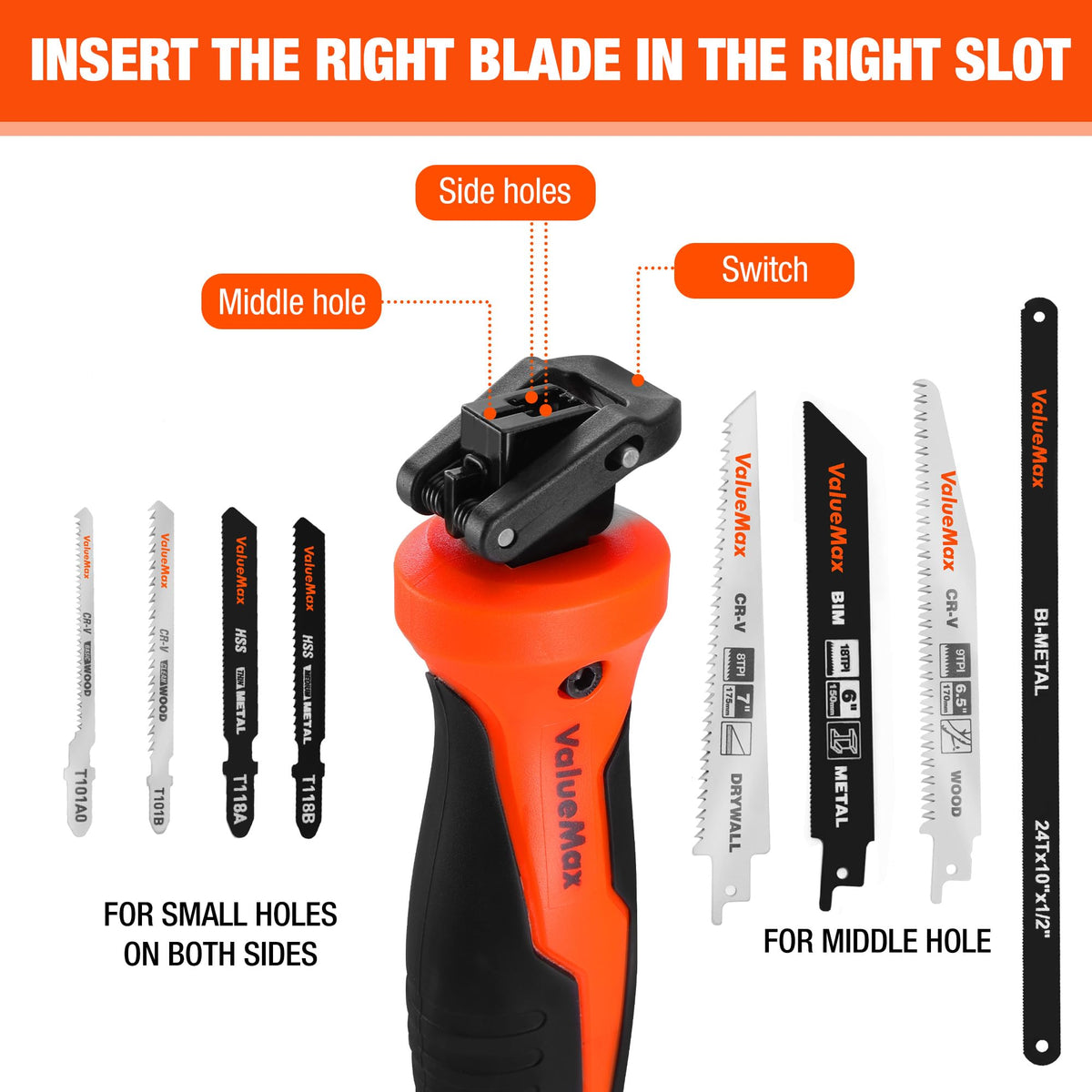 ValueMax blade-slot layout for easy blade replacement and organization.
