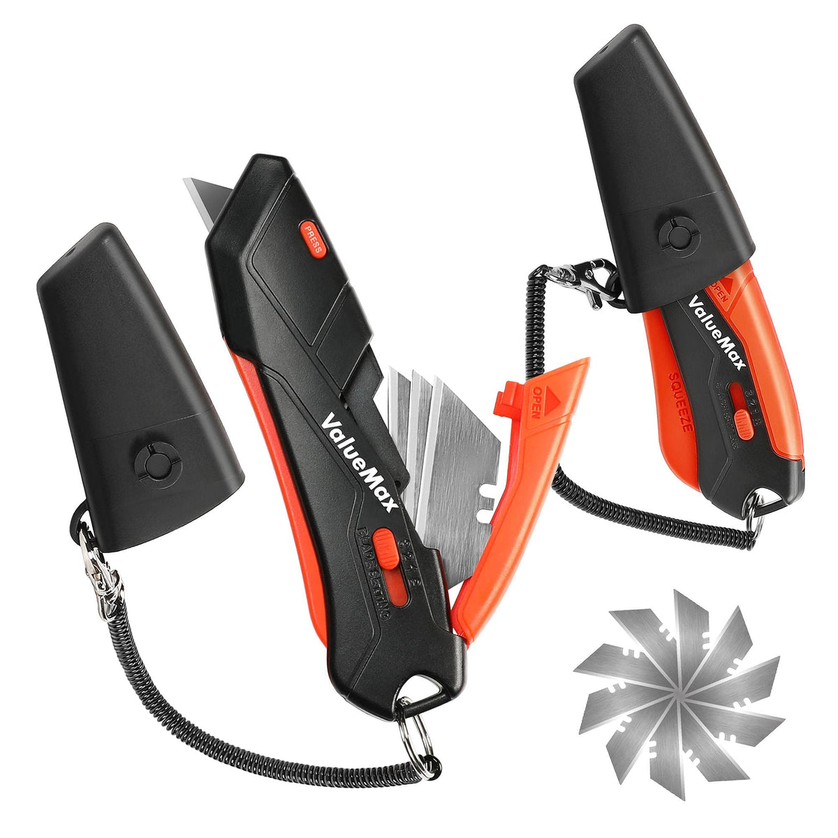 ValueMax 2-Pack Box Cutter Knife showing compact cardboard-cutting performance.
