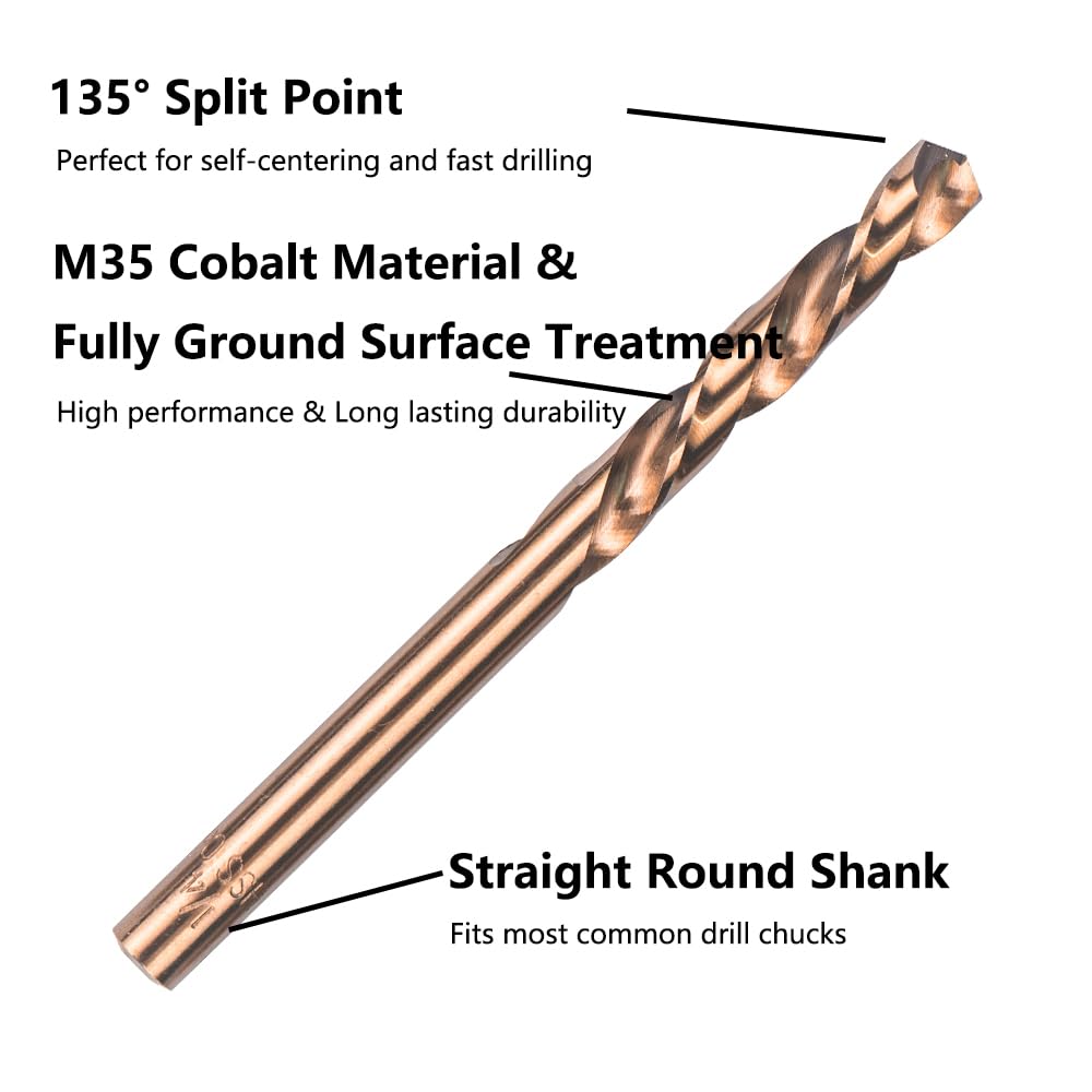 VALYRIANTOOL cobalt left-hand drill bits 5-32 inch ready for tight spaces.