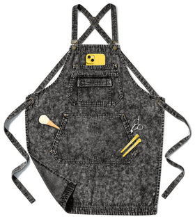 Vammcht Denim Apron with cross-back straps for comfortable all-day wear.