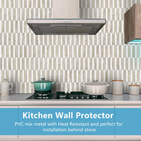 Vamos seamless backsplash tiles; heat and water resistant surface.