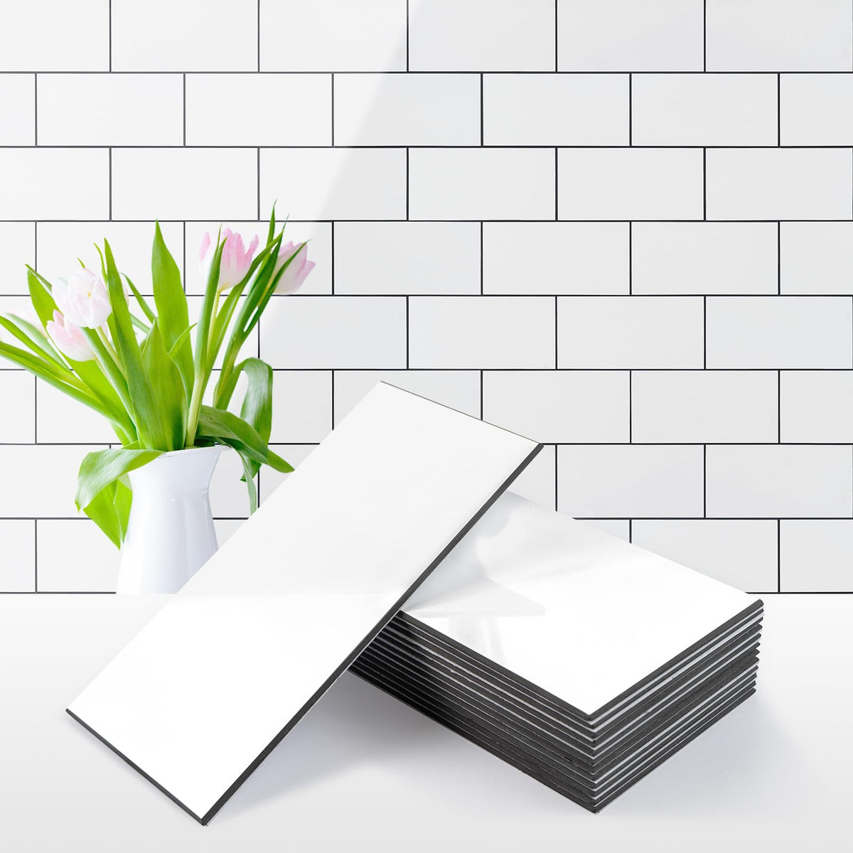 Vamos Tile glossy white 3x6 subway tile for durable kitchen backsplashes
