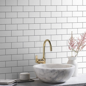 Vamos Tile includes a dark gray grout look for depth