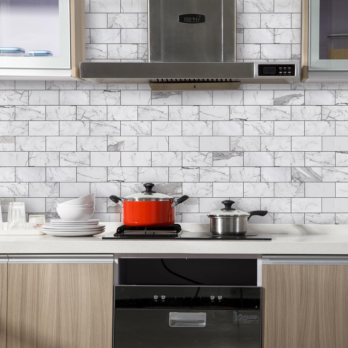 Vamos Tile kitchen and bath application wall demonstrates versatile DIY backsplash options.
