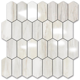 Vamos Tile long hexagon glossy wood-grain tiles for a premium backsplash