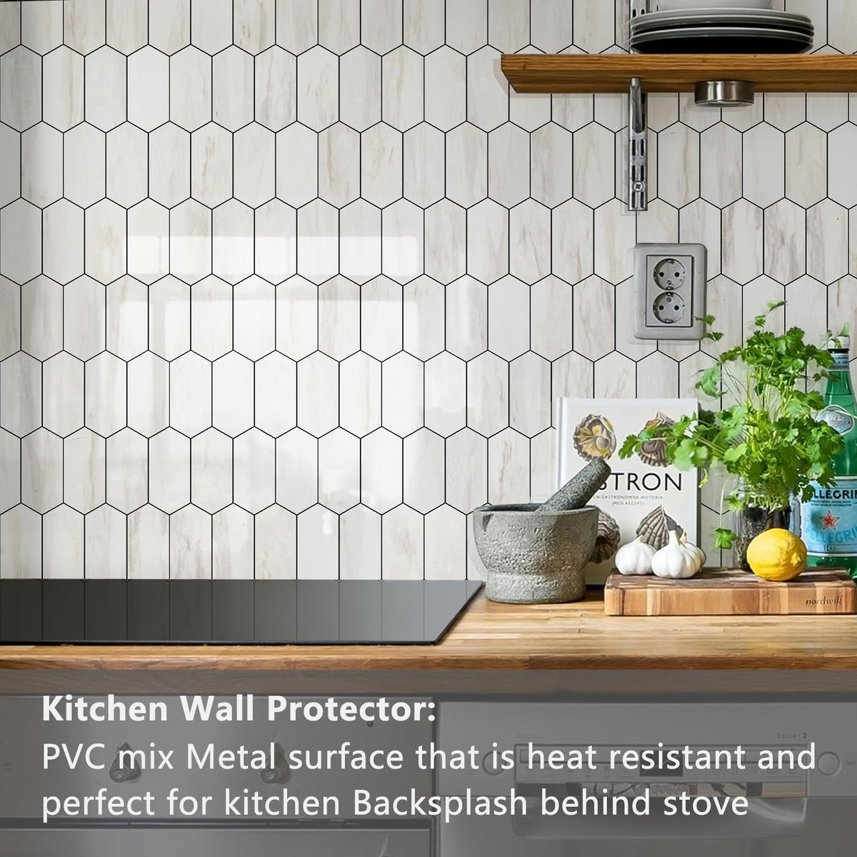 Vamos Tile peel-and-stick backsplash with strong adhesive for quick installation