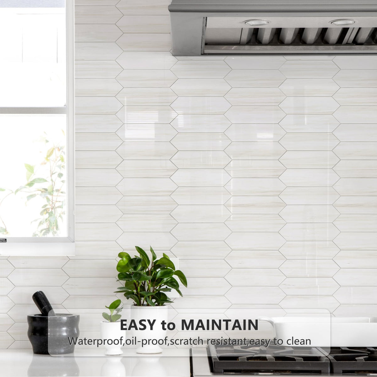 Vamos Tile peel-stick application demonstrates quick, clean install.