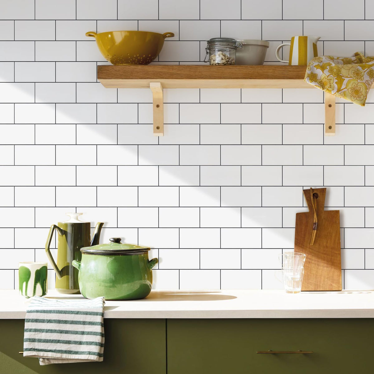 Vamos Tile strong adhesive sticks to existing tiles or smooth walls