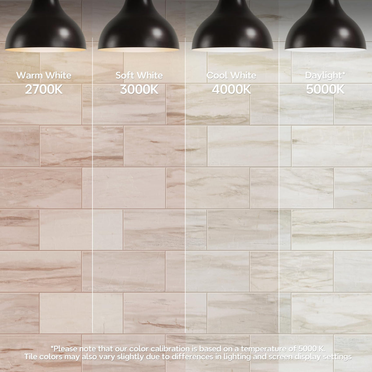 Vamos Tile waterproof and stain resistant finish protects walls from splashes.