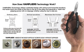 Vampliers high-carbon Japanese steel body for durability.