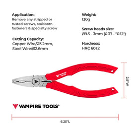 Vampliers precise 8mm blade length enables controlled operation