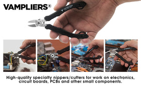 VAMPLIERS flush cutters with angle-adjuster feature enabling tight-space work