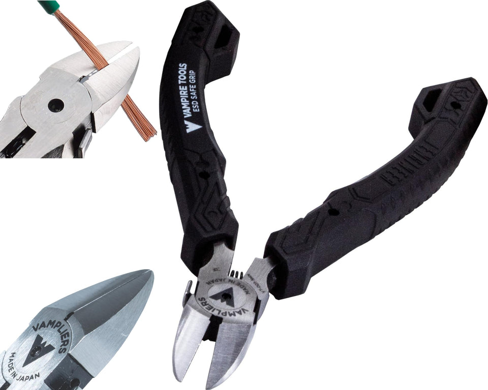 VAMPLIERS precision flush cutters blade close-up for clean, precise cuts in electronics