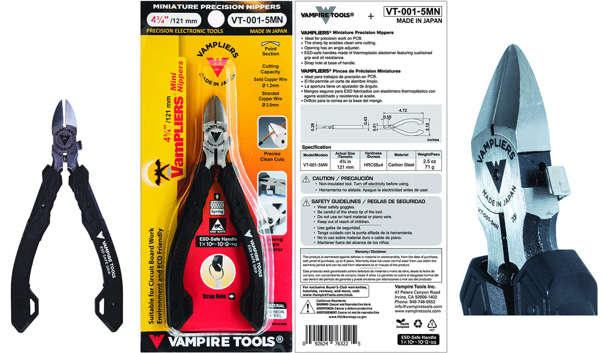 VAMPLIERS flush cutters on circuit board for accurate component trimming