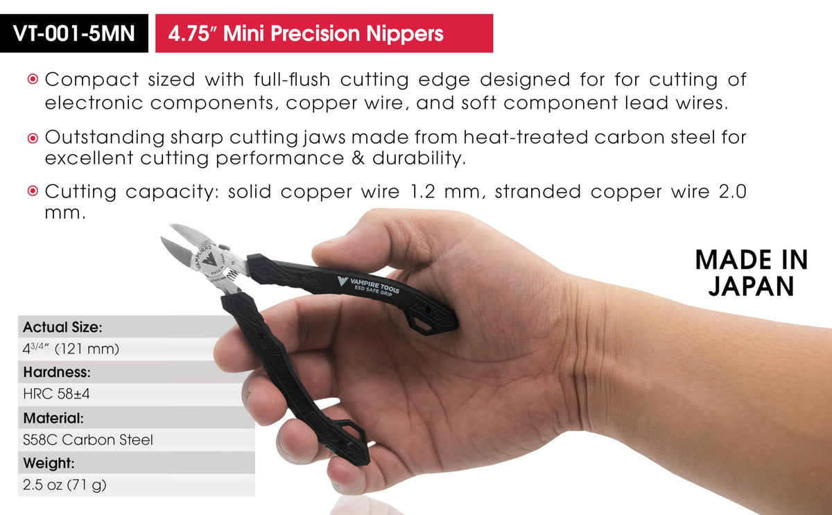 VAMPLIERS ESD-safe handles provide secure grip during delicate electronics work