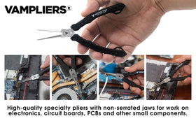 Vampliers precision tip reaches tight spaces on PCBs and SMDs