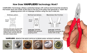 Vampliers stripped-screw removal action demonstrates quick extraction
