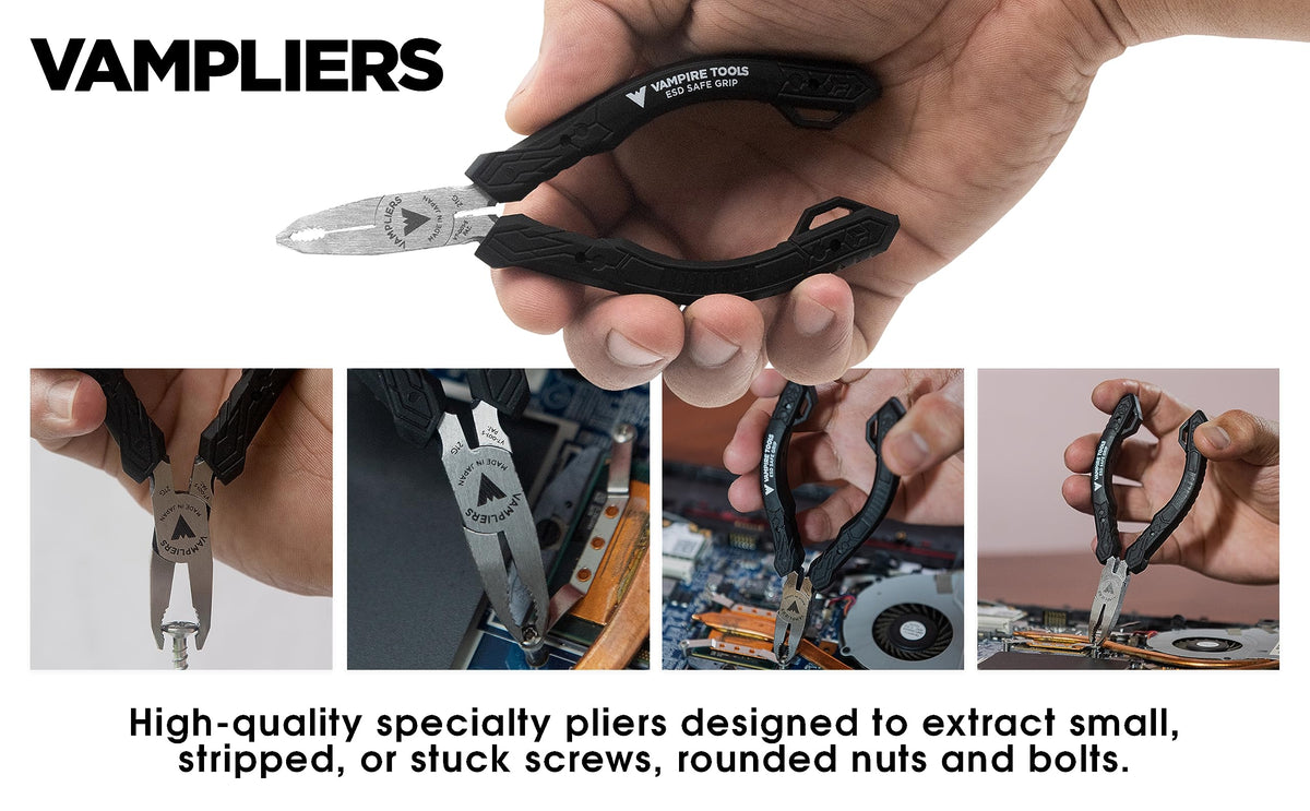 Vampliers thermoplastic rubber handles provide non-slip comfort.