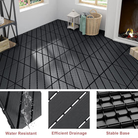 Perforated bottom drainage on VANCASTLE deck tiles reducing puddles