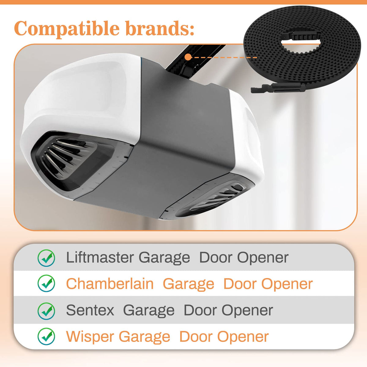 Vanesa 41A5250 belt compatibility with Chamberlain and LiftMaster openers