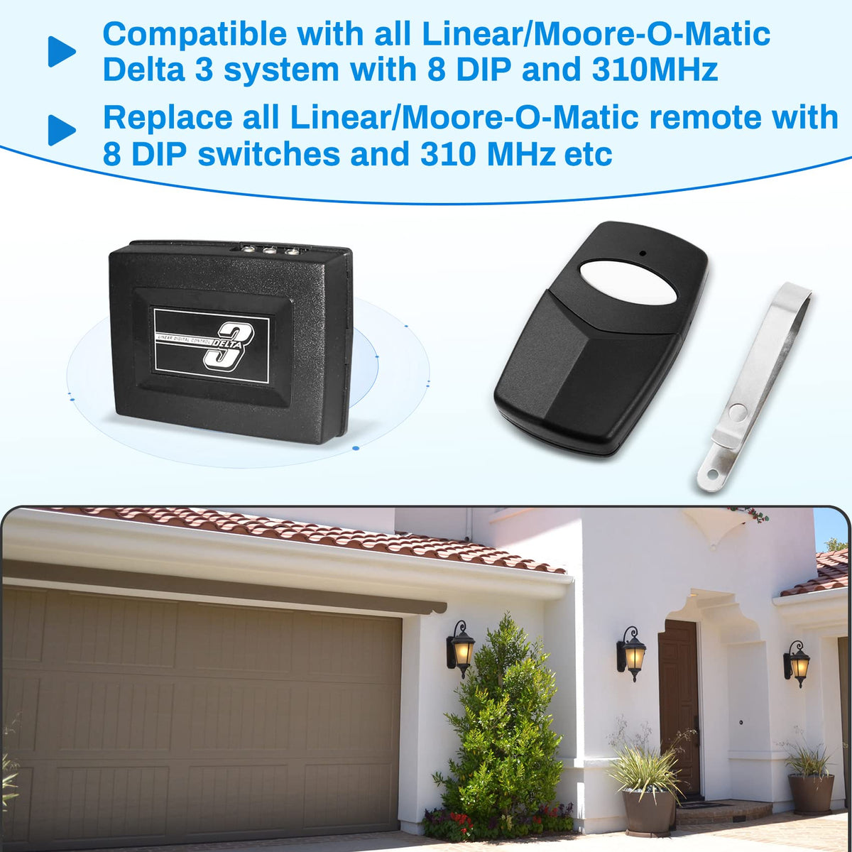 Vanesa DTC remote garage setup image highlights straightforward installation.