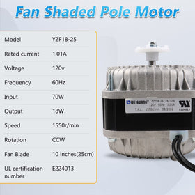 Vanesa YZF18-25 fan motor side view shows compact body for tight spaces