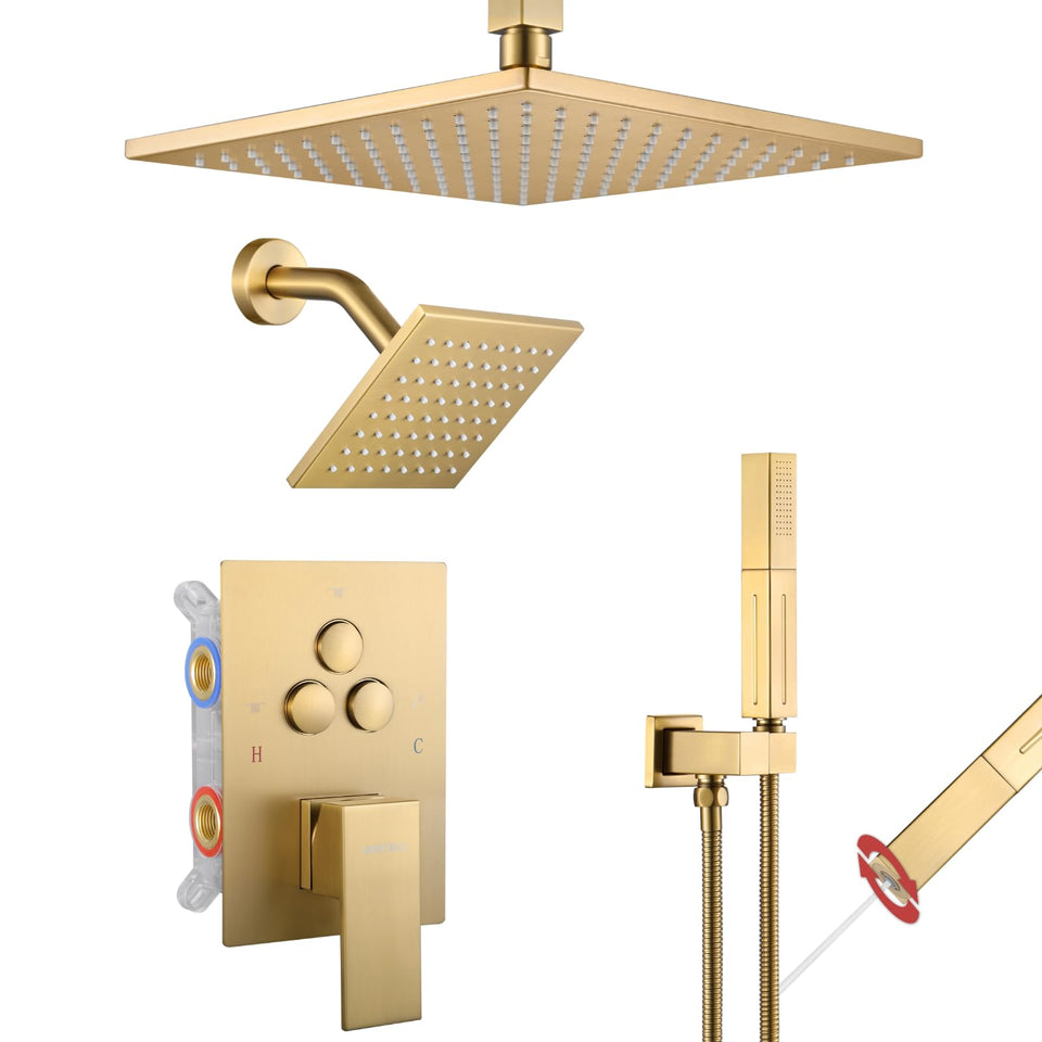VANFOXLE brushed-gold shower faucet set adds modern luxury
