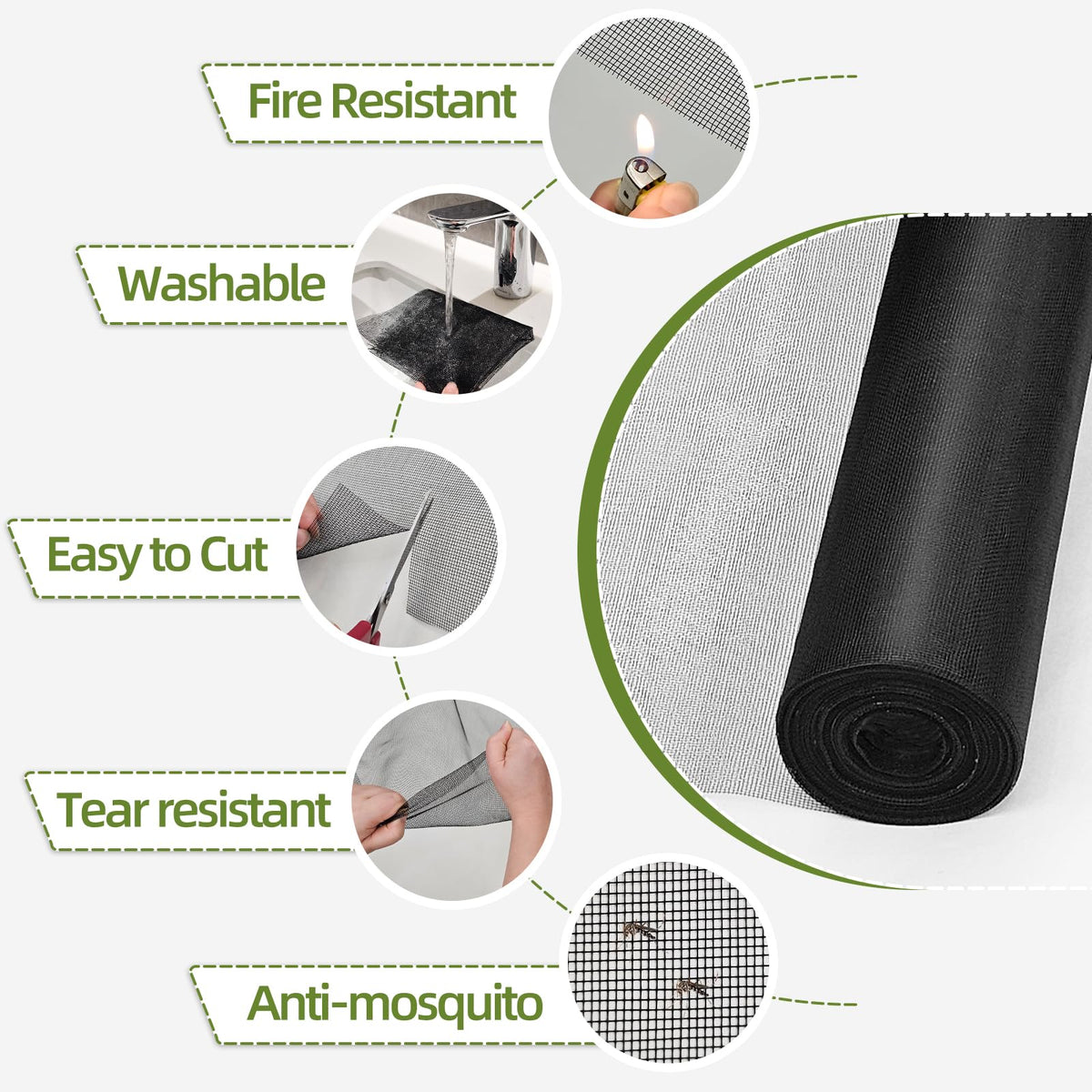 Vaniture screen with 18x16 weave offering insect barrier and strength.