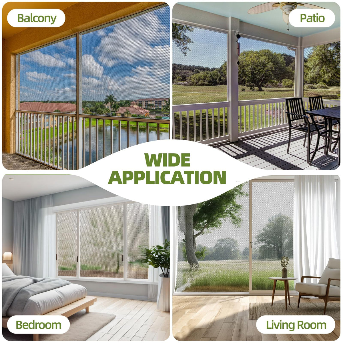 Vaniture wide-application mesh suitable for living rooms, patios, porches, and more.