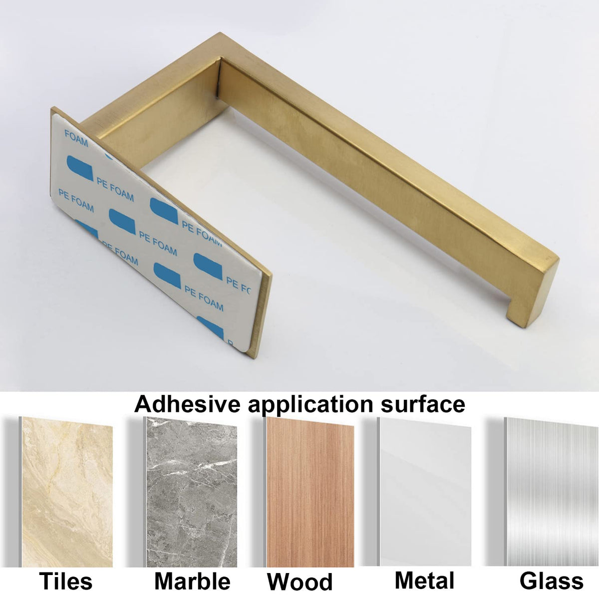 Vanloory no-drill wall mount in brushed gold ready for quick setup