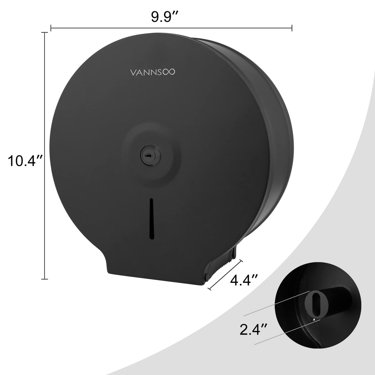 VANNSOO large capacity supports 9-inch rolls, reducing refills in busy restrooms.