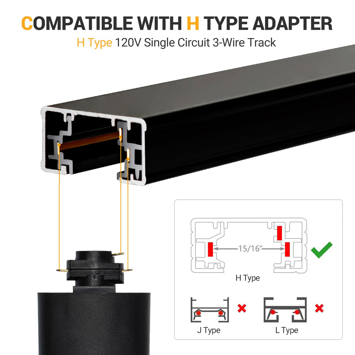 VANoopee H Track Rail customizable design for flexible lighting layouts.