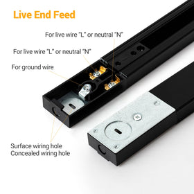 VANoopee H Track Rail live end connector enables continuous wired feeds.