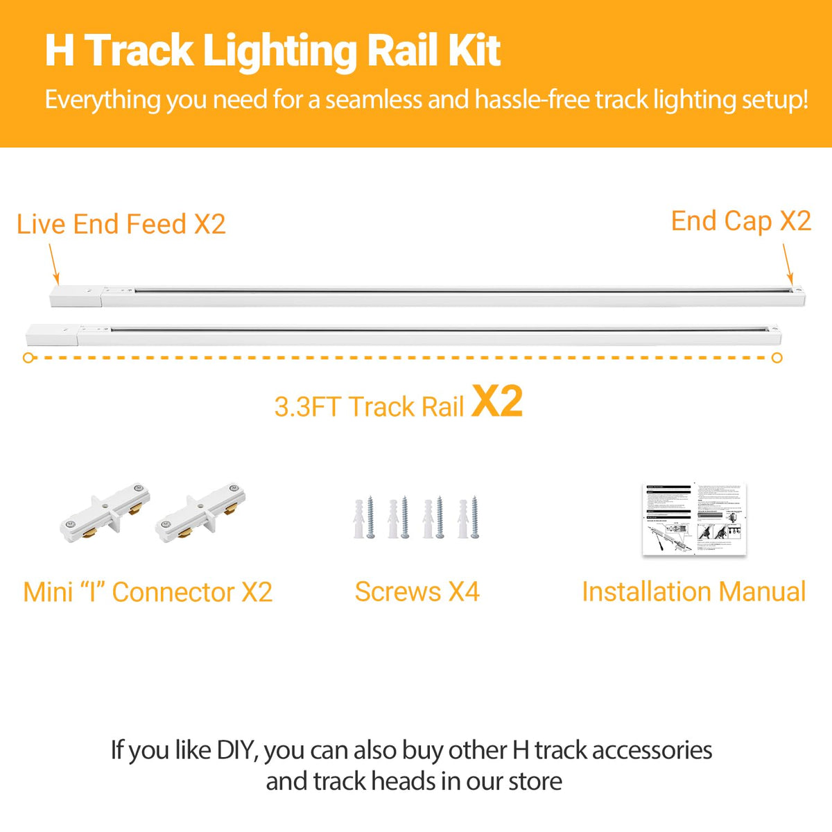 VANoopee H-type track end caps provide clean, finished rail ends