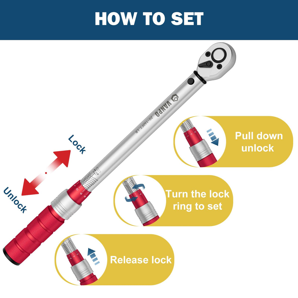VANPO 72-tooth reversible ratchet enables precise engagement in tight spaces