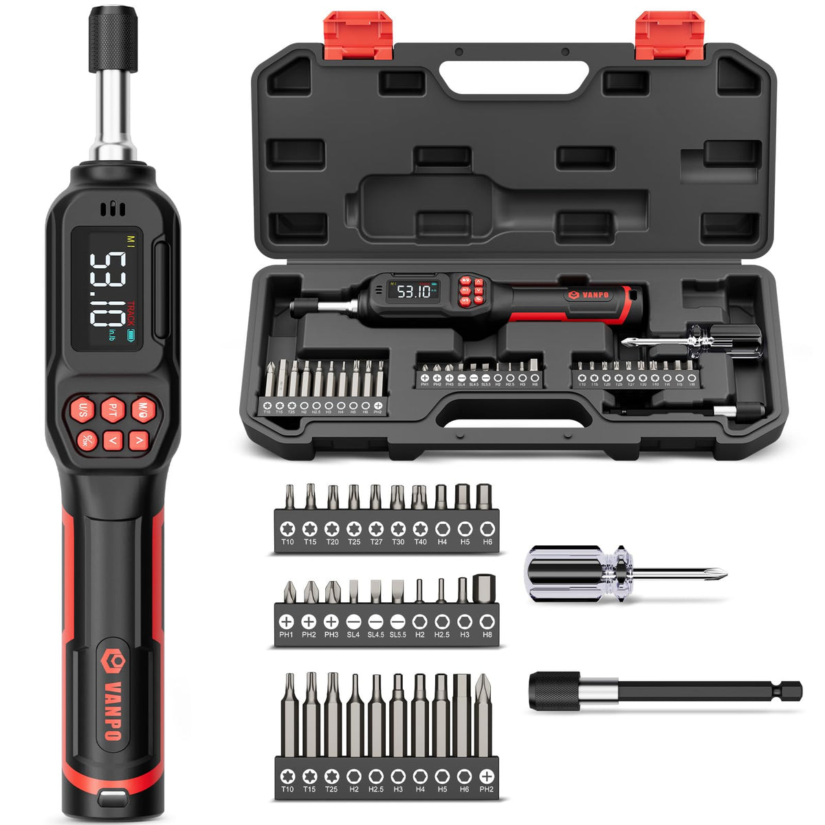 VANPO digital torque screwdriver with LCD display for precise torque control