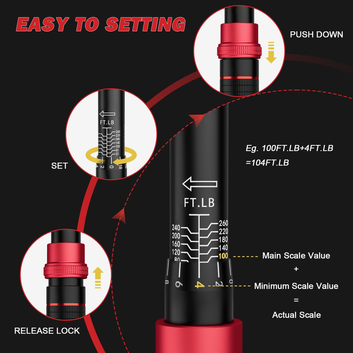 VANPO locking knob secures torque settings before use.