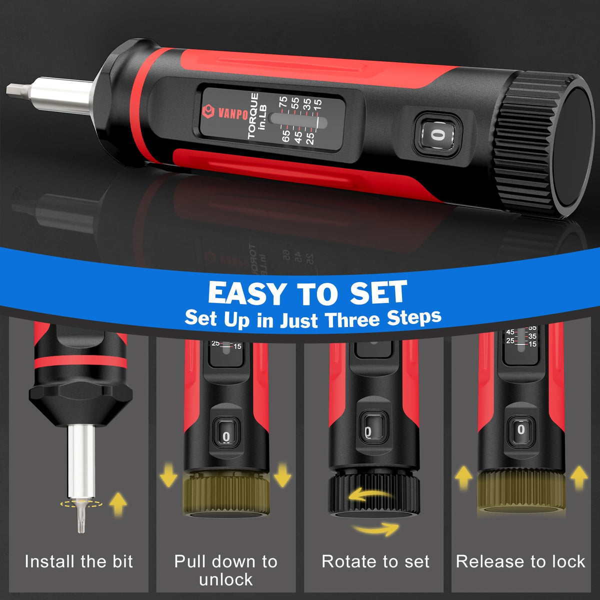 Ergonomic, non-slip VANPO handle designed for comfort during long tasks