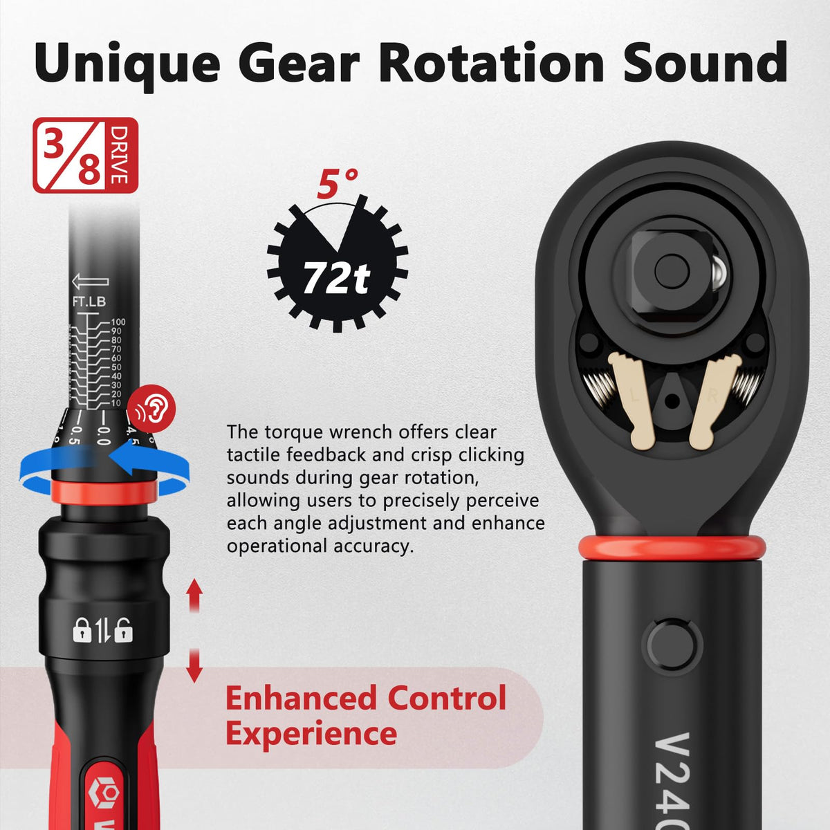 VANPO wrench features 72-tooth ratchet for smooth operation in tight spaces.
