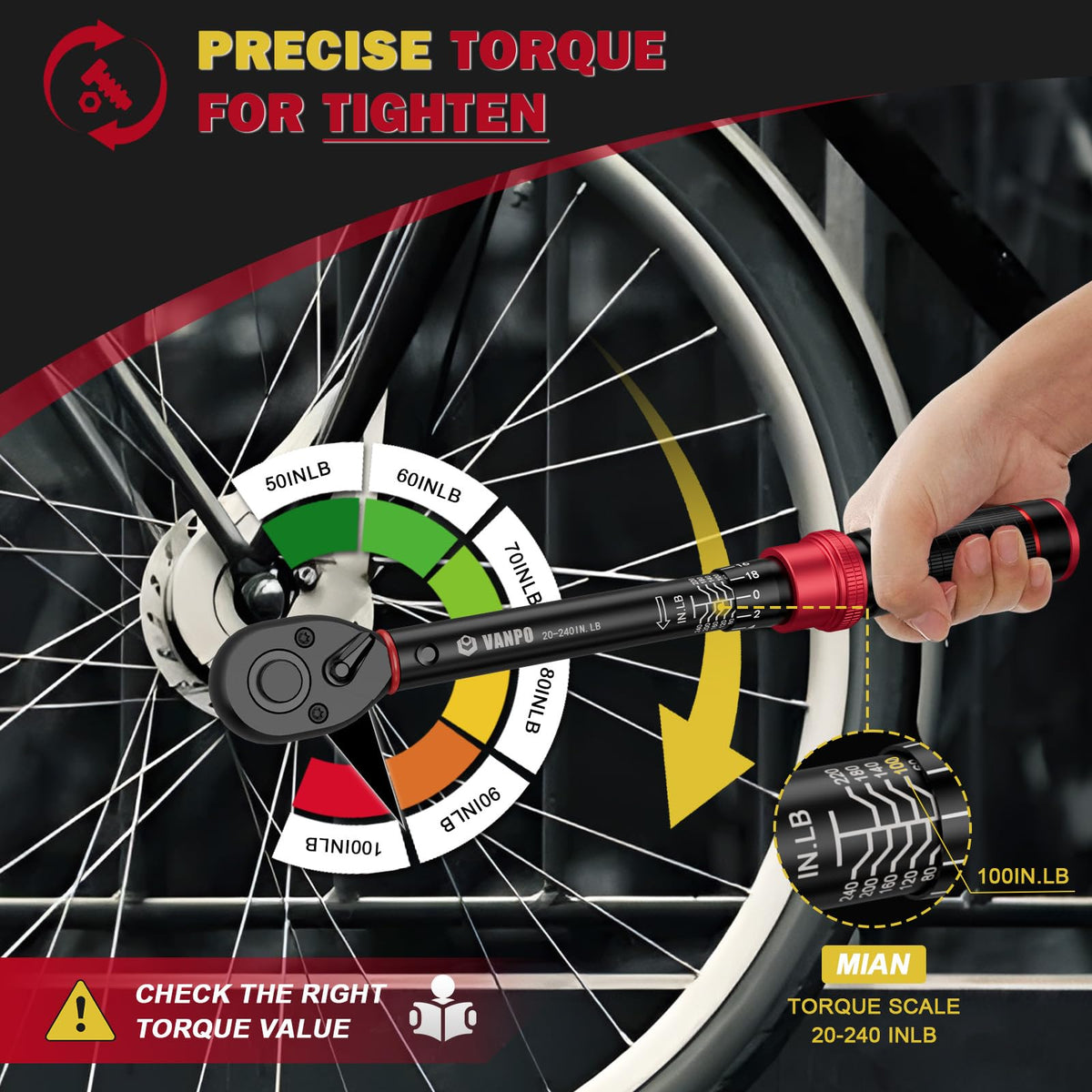 VANPO torque wrench stored in sturdy case for organized bicycle maintenance