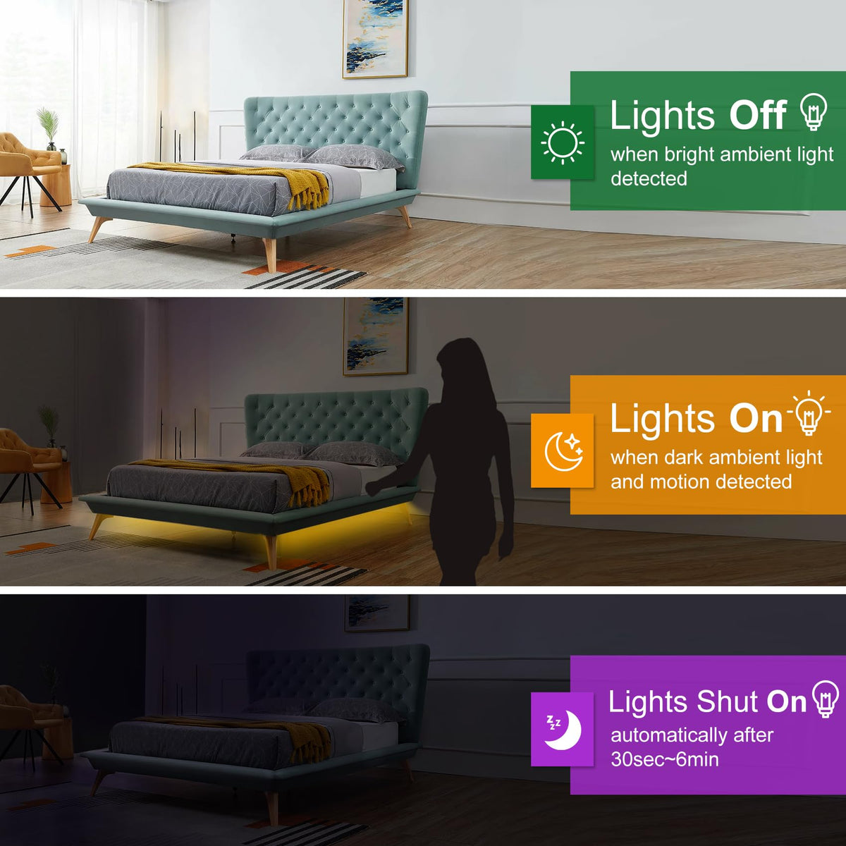 Vansky dual light strips kit offers versatile lighting for stairs and cabinets.