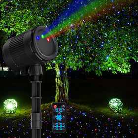 VanSmaGo laser projector base setup for festive outdoor lighting