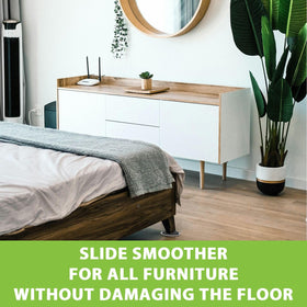 Vanteen 3.5-inch round sliders stabilize heavy furniture during cleaning.