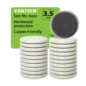 Vanteen furniture sliders on carpet with a 3.5-inch round beige base for easy rearranging.